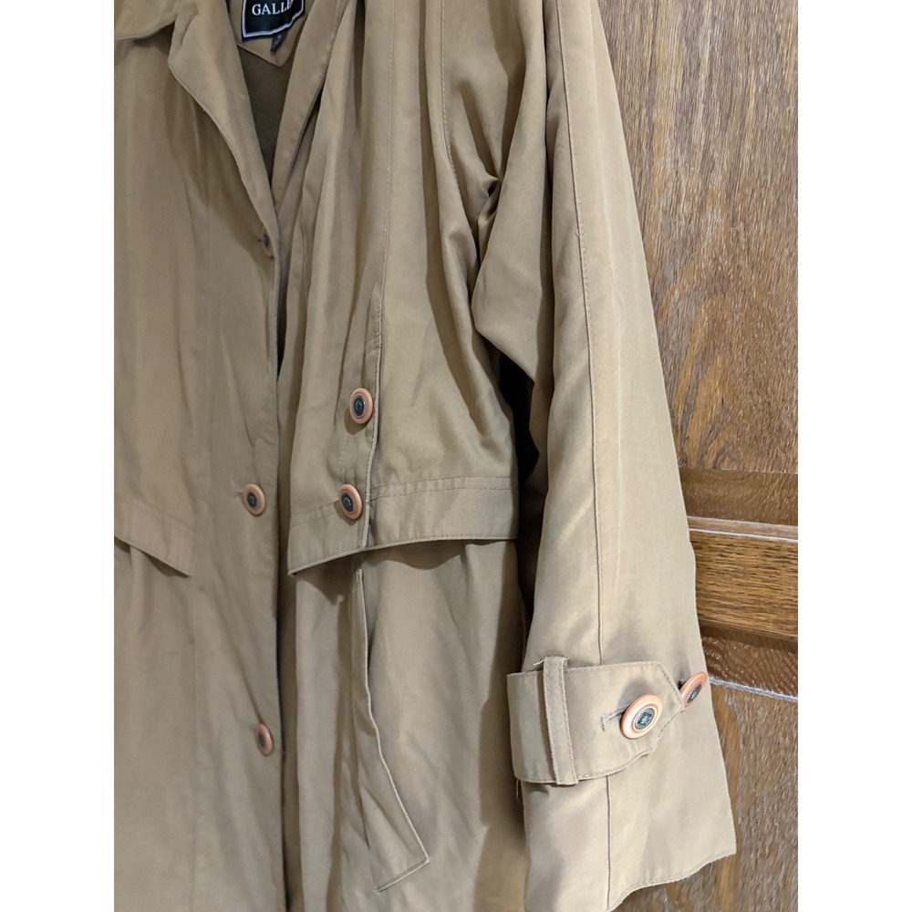 Gallery Trench Coat Removable Hood Classic Rain Coat Button Front Size 12 Medium - Picture 12 of 16